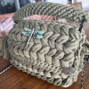 Beige Dragonfly Shoulder Bag